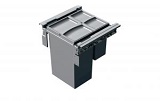Pull-out waste bin, 1 x 29 ltr and 1 x 11 ltr, for 500mm cabinet, grey 